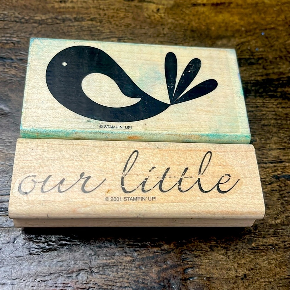 Set of 2 Stampin Up Wooden Stamps